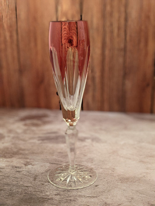 Faberge Regency Crystal Cranberry Colored  Flute