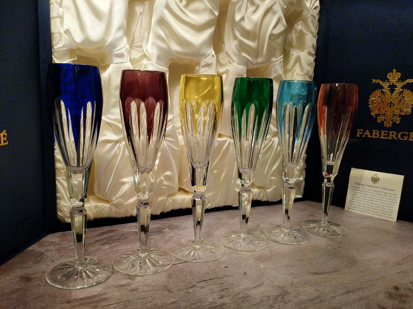 Faberge Regency Crystal Colored Flutes
