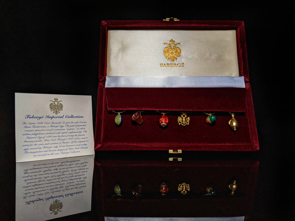 Fabergé Crystal Glass Charms — Set of 6 in Original Velvet Box