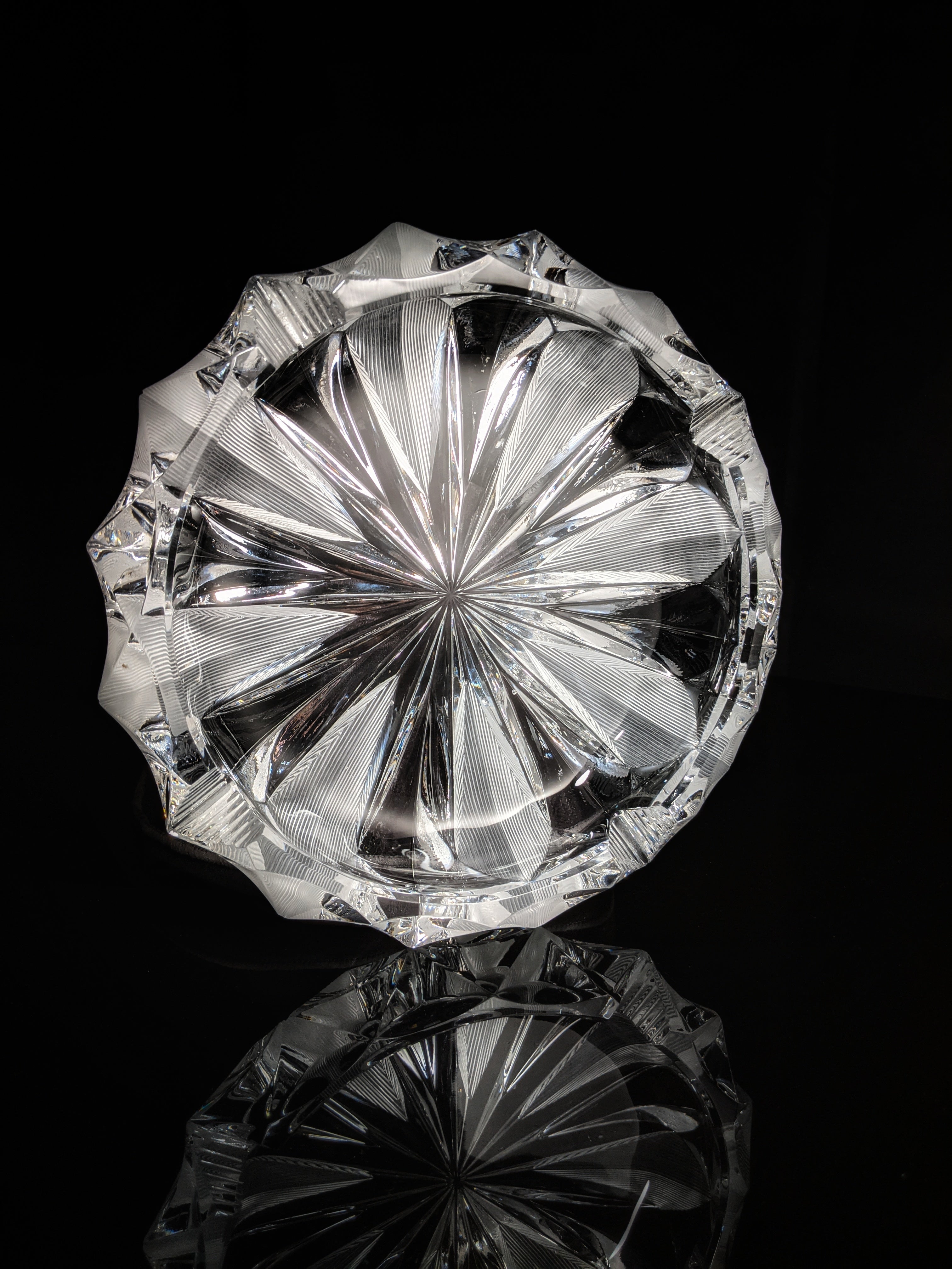 Cut Glass Round Ashtray 8" Diameter
