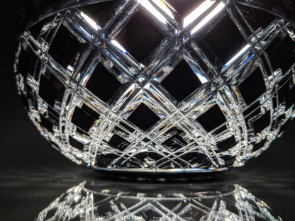 Black Crystal Clear Cut Bowl 9" diameter