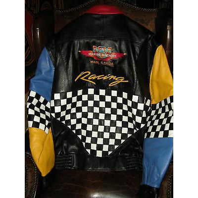 custom checkered colored  leather jacket new