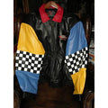 custom checkered colored  leather jacket new