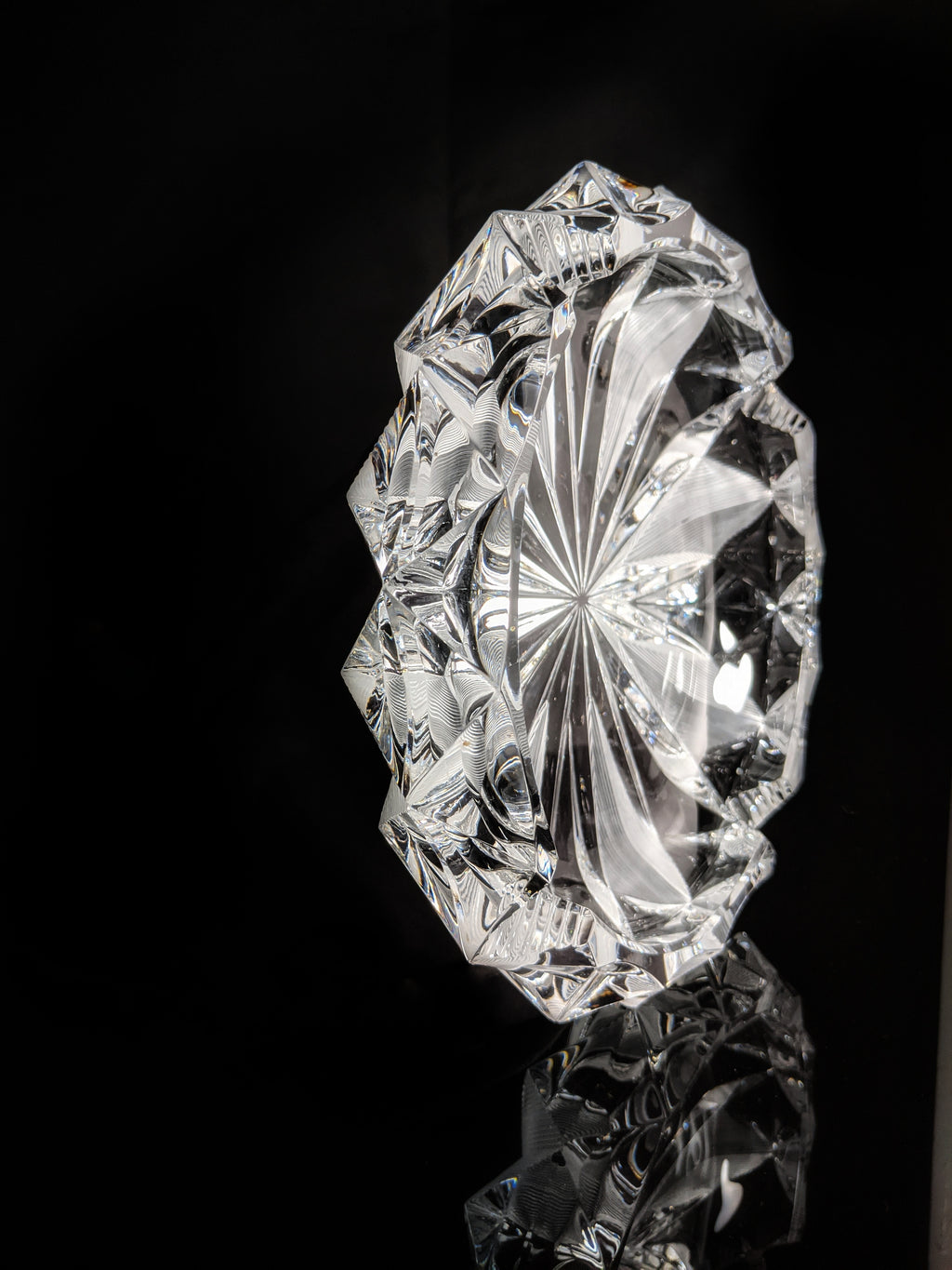 Cut Glass Round Ashtray 8" Diameter