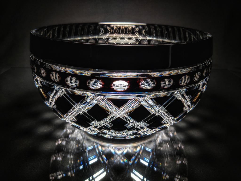 Black Crystal Clear Cut Bowl 9" diameter