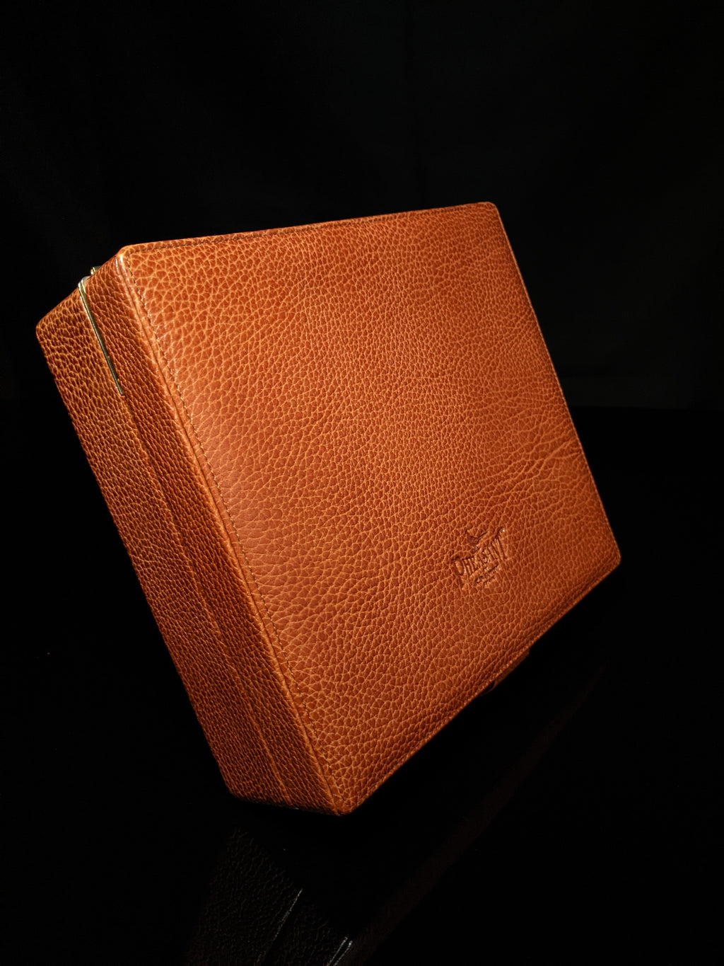 Pheasant Leather Humidor made in Spain by RD Gomez NIB