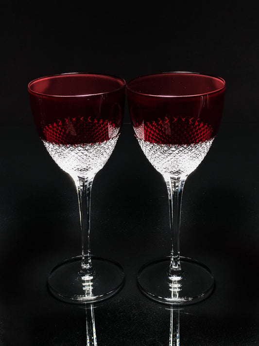Faberge Crystal Red and Clear Goblets
