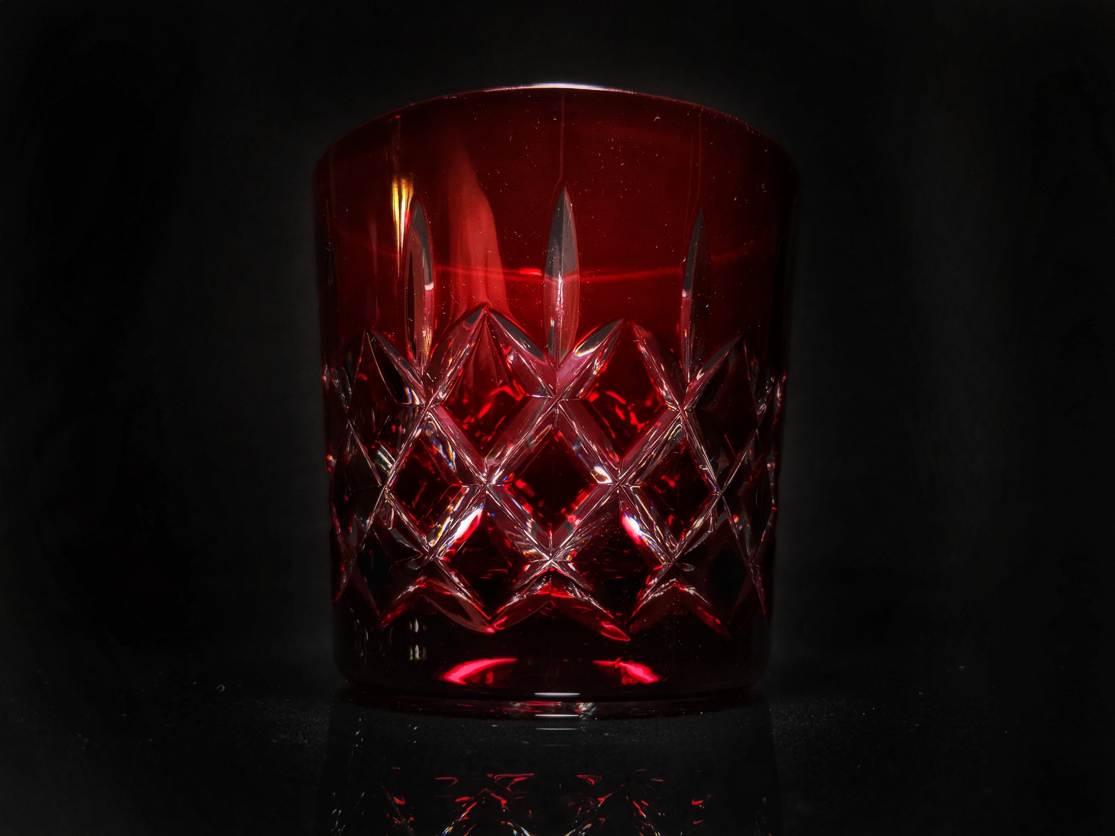 AJKA Colored Crystal Old Fashioned Glassess with Ice Bucket