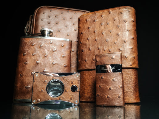Brizard and Co Havana Traveler in Genuine Saddle Ostrich with Cutter and Lighter