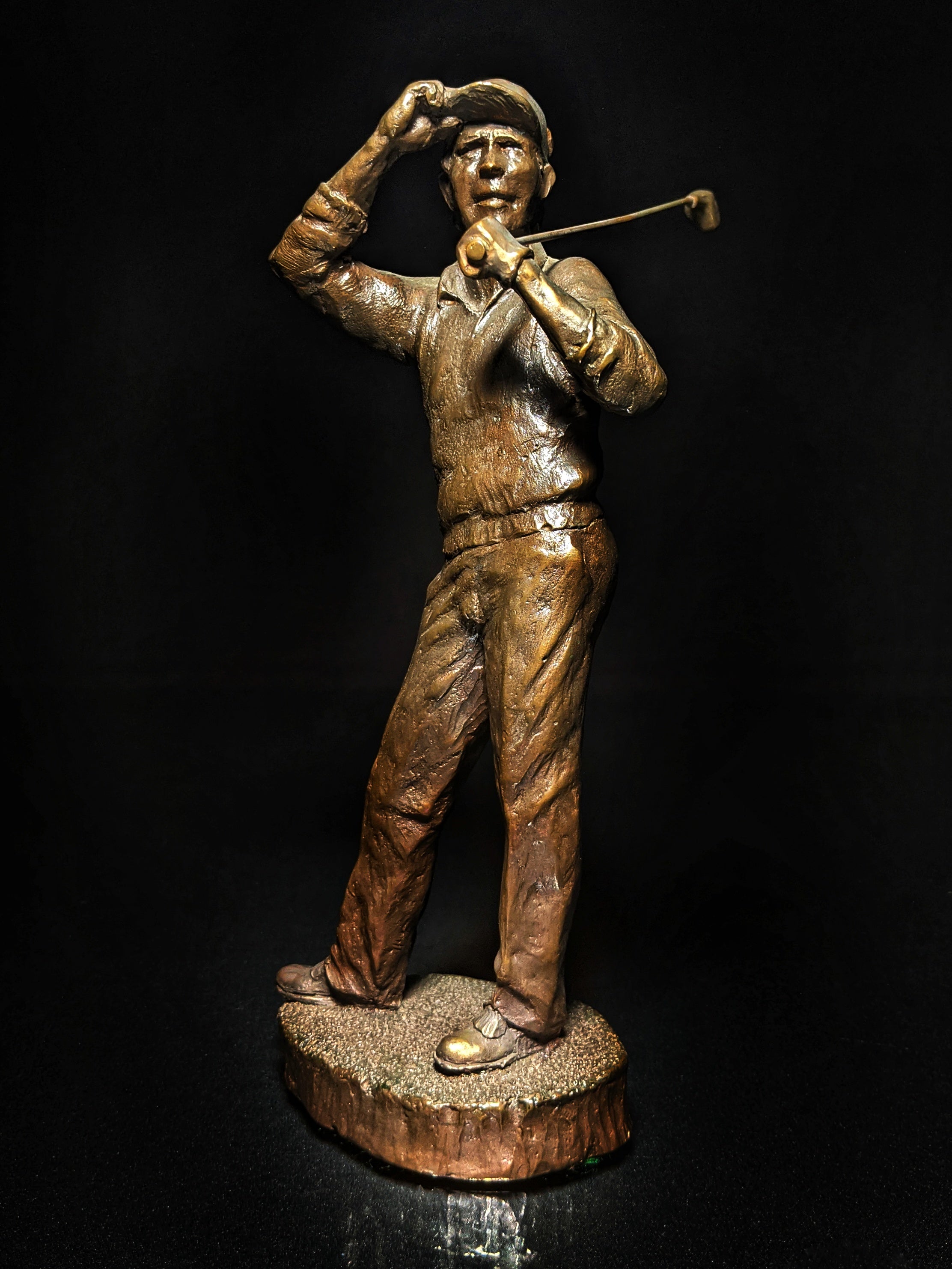 Mark Hopkins Bronze Golf Series Sculpture called " Down the Middle  " Made in USA