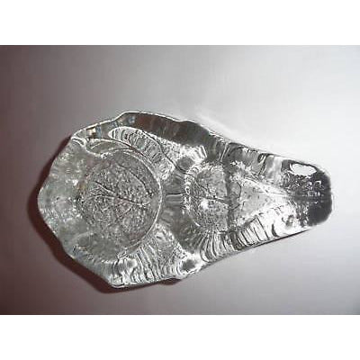 clear glass ashtray in shape of tobacco leaf preowned