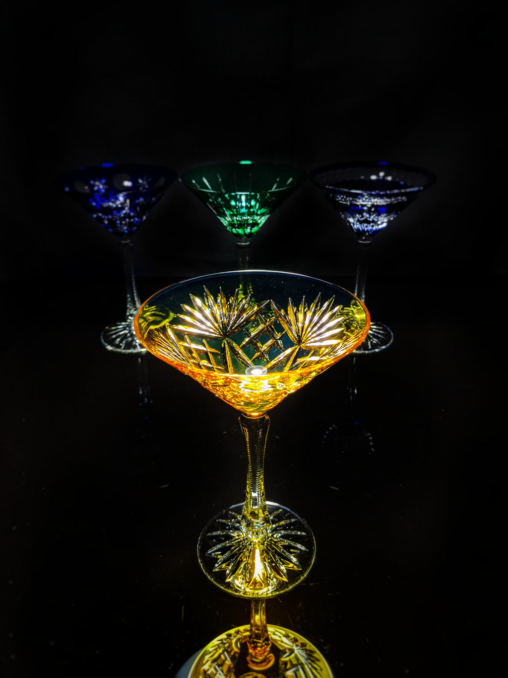 Fabergé Colored Crystal Martini Glasses