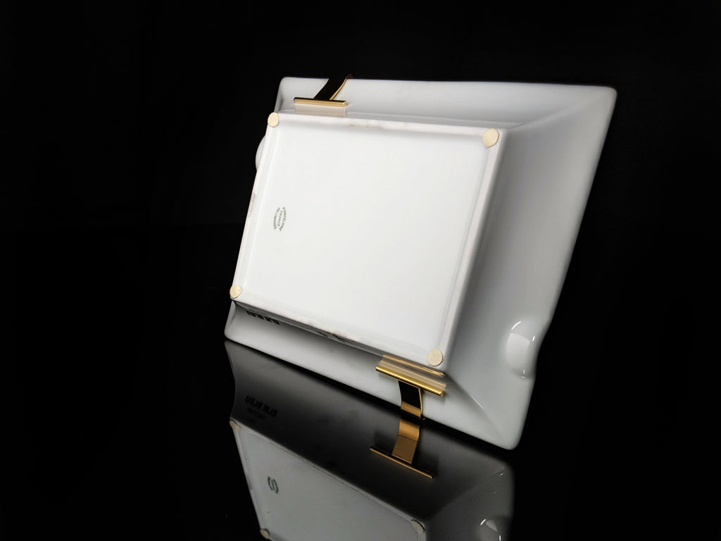 Elie Bleu Casa Collection Porcelain Ashtray with Gold Plated rests