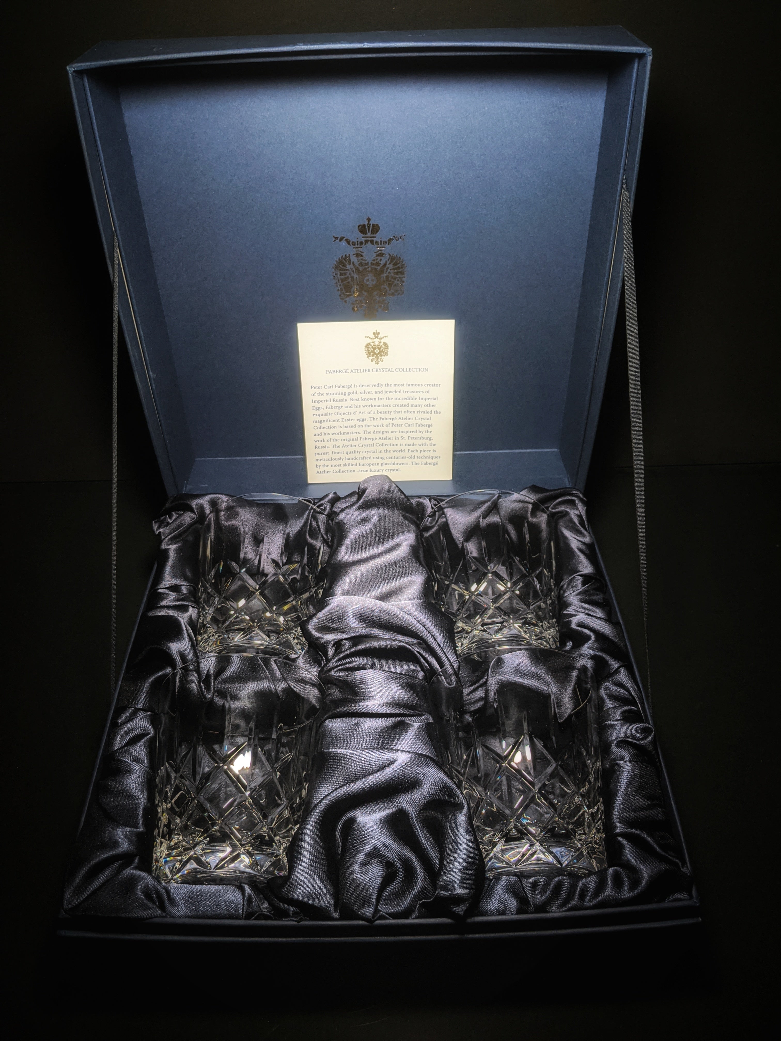 Faberge Crystal Old Fashion Glasses