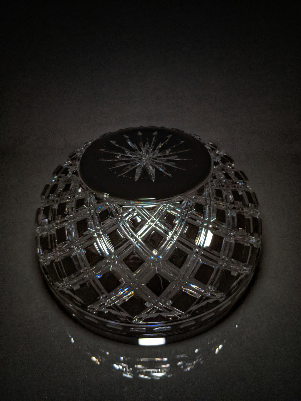 Black Crystal Clear Cut Bowl 9" diameter