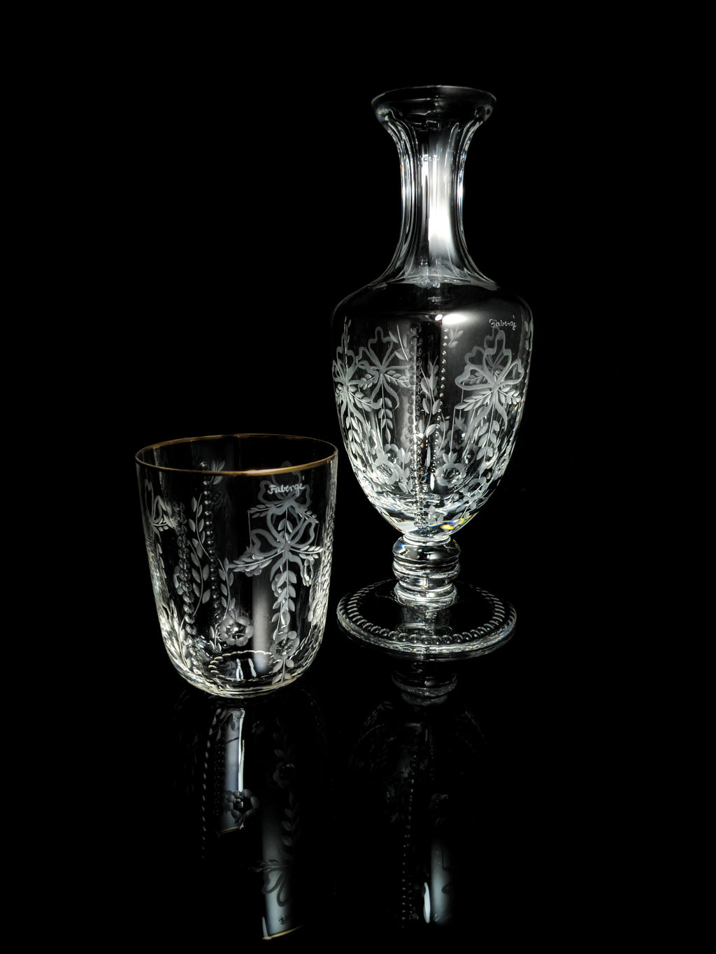 Faberge Crystal Gatchina Palace Carafe Decanter with matching glass NIB