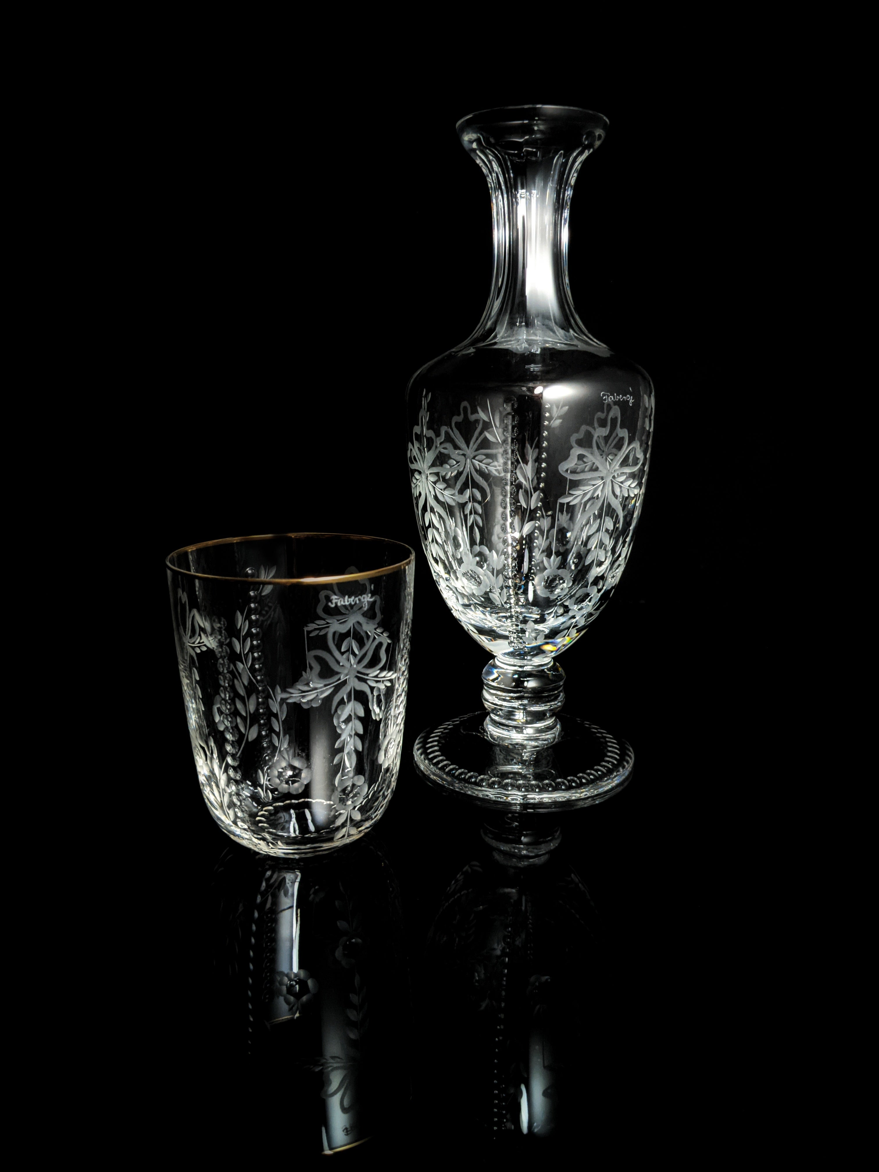 Faberge Crystal Gatchina Palace Carafe Decanter with matching glass NIB