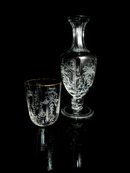 Faberge Crystal Gatchina Palace Carafe Decanter with matching glass NIB