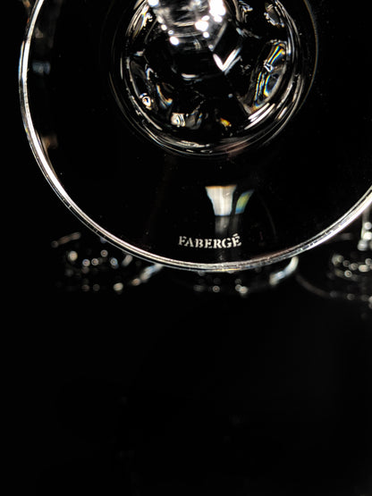 Faberge Crown Clear Cut Crystal Champagne Flutes Set of 6 NIB