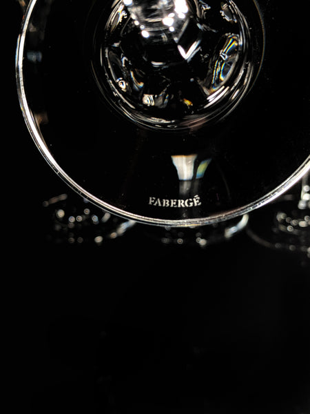 Faberge Crown Clear Cut Crystal Champagne Flutes Set of 6 NIB