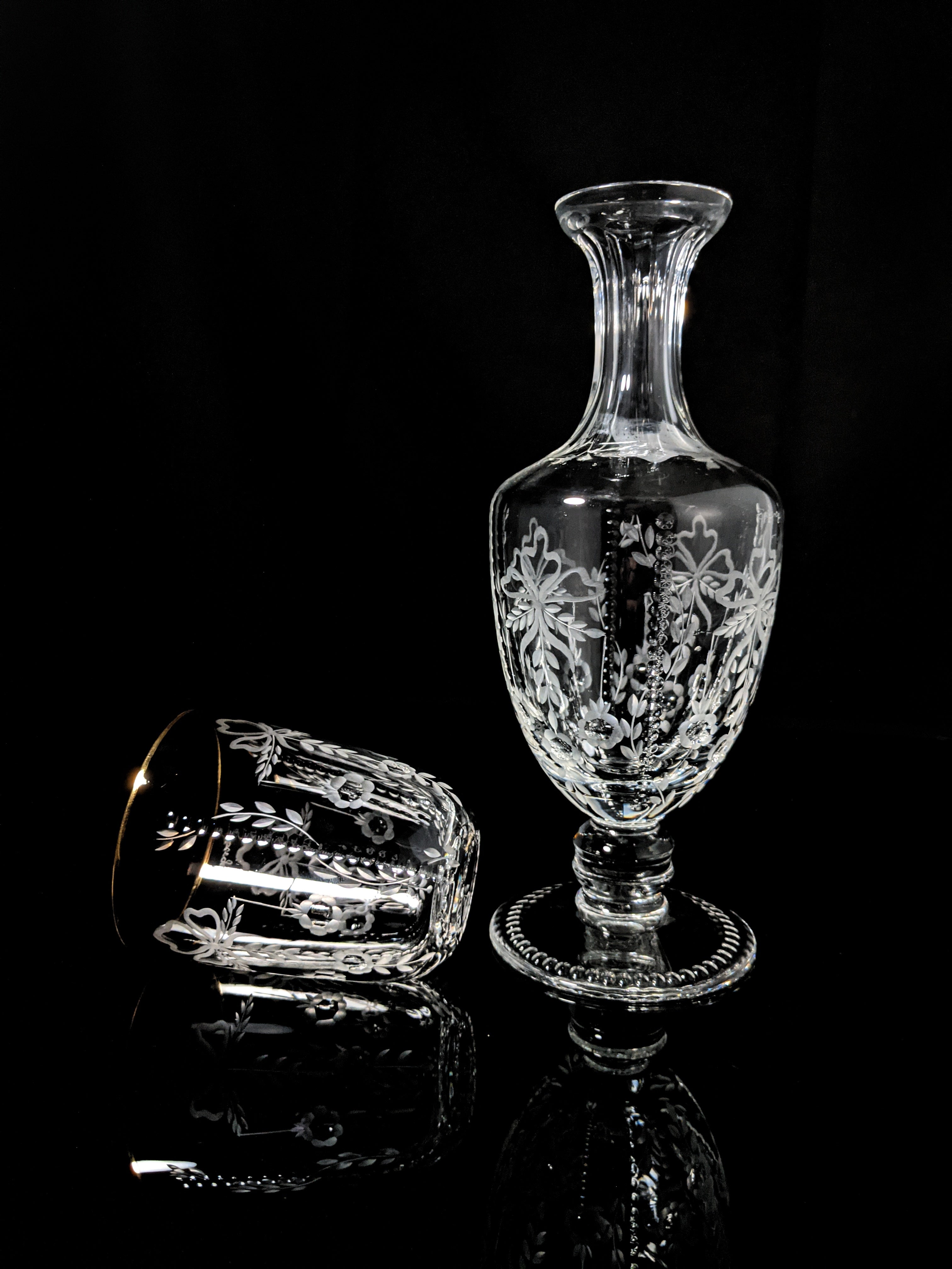 Faberge Crystal Gatchina Palace Carafe Decanter with matching glass NIB
