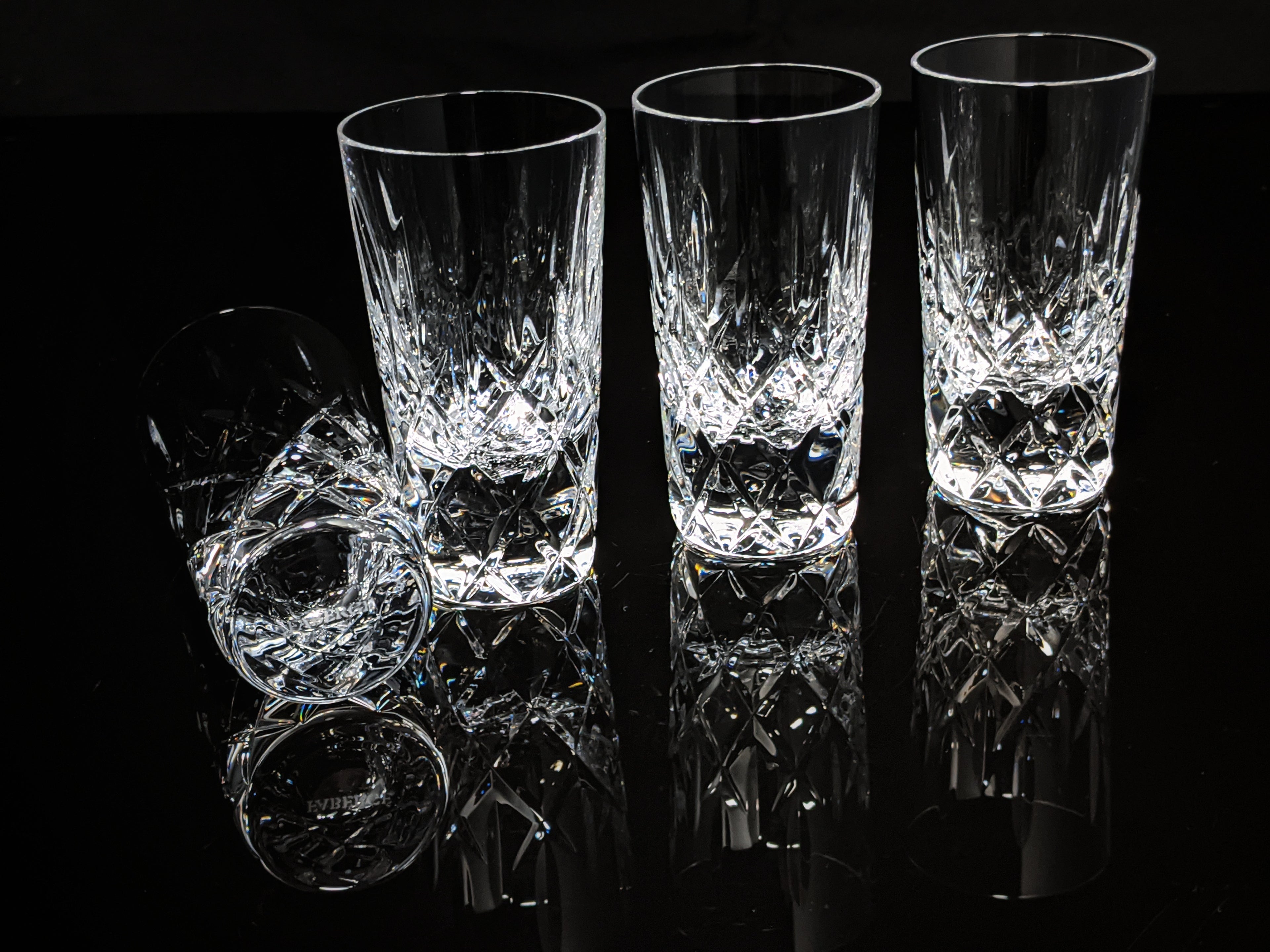 Faberge Vodka Clear Crystal Shot Glasses  Set of 4 NIB