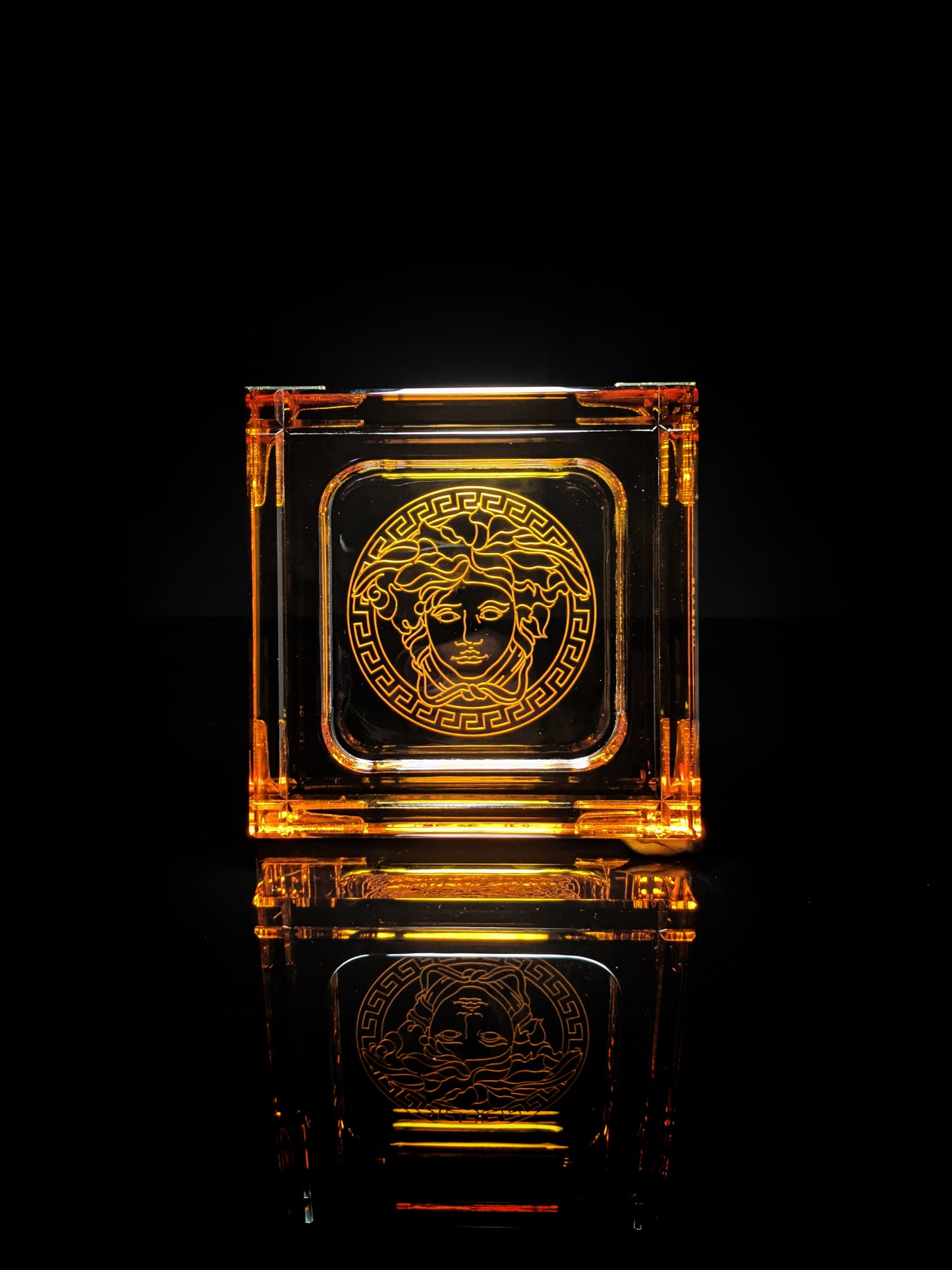 Versace Amber Crystal Ashtray NIB