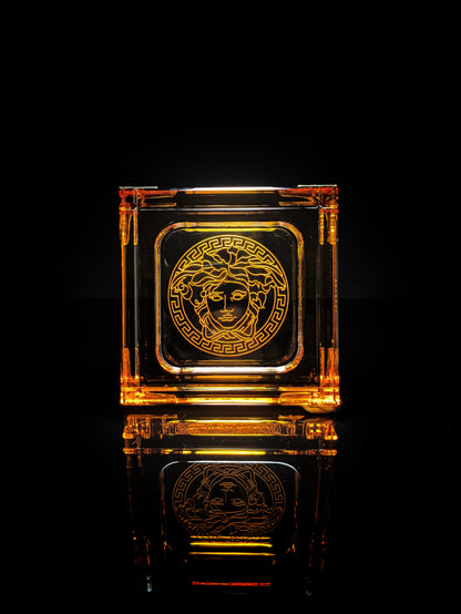 Versace Amber Crystal Ashtray NIB