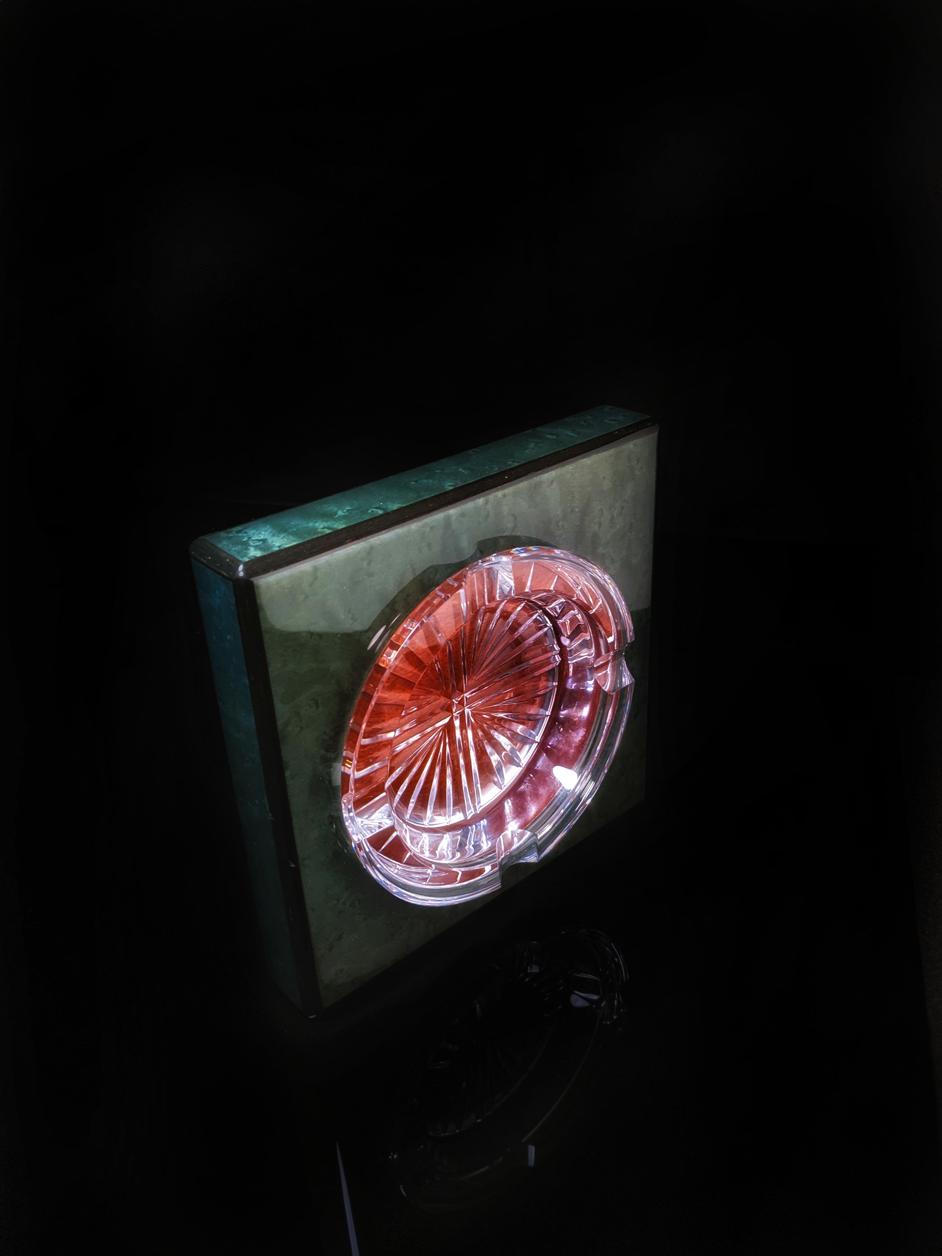 green burl wood ashtray new in the box