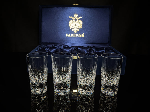 Faberge Vodka Clear Crystal Shot Glasses  Set of 4 NIB