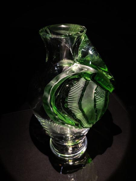 Lalique Tanega 14" Emerald Green Vase