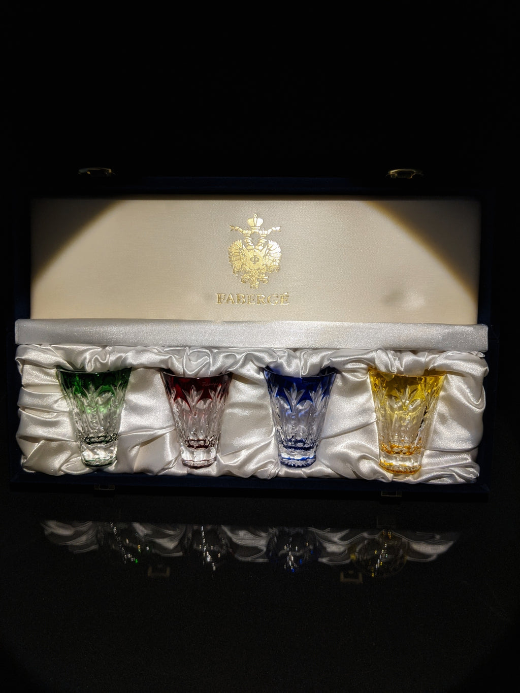Faberge Crystal Ice Bucket with shot glasses