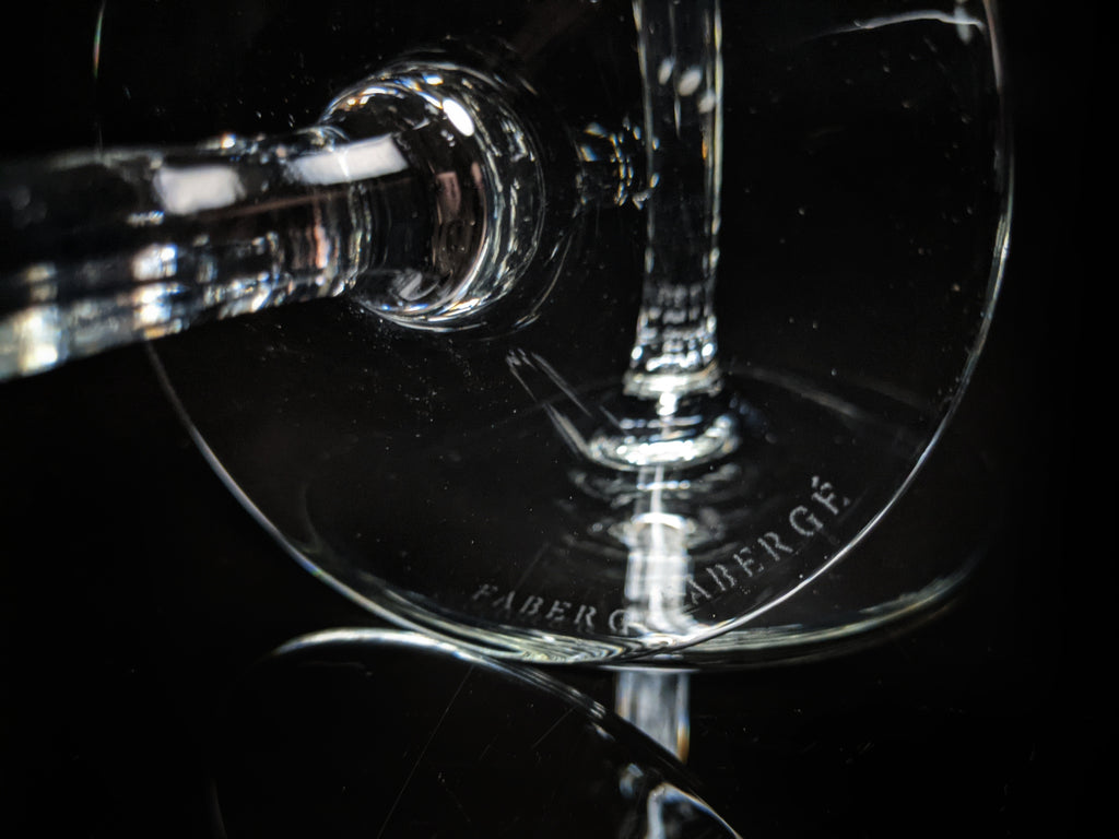 Fabergé Black Crystal Martini Glasses — Set of 2 with Original Presentation Case