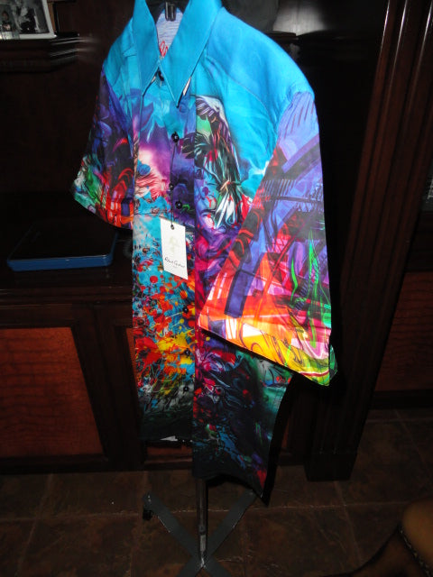 Robert Graham Aberdare Short Sleeve Shirt Large Size