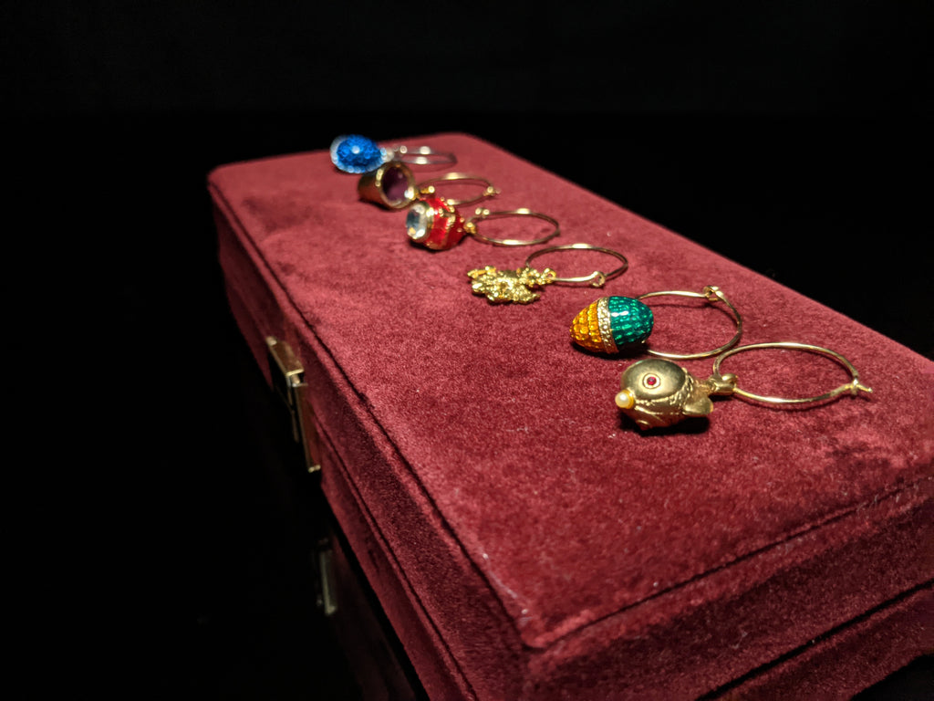 Fabergé Crystal Glass Charms — Set of 6 in Original Velvet Box