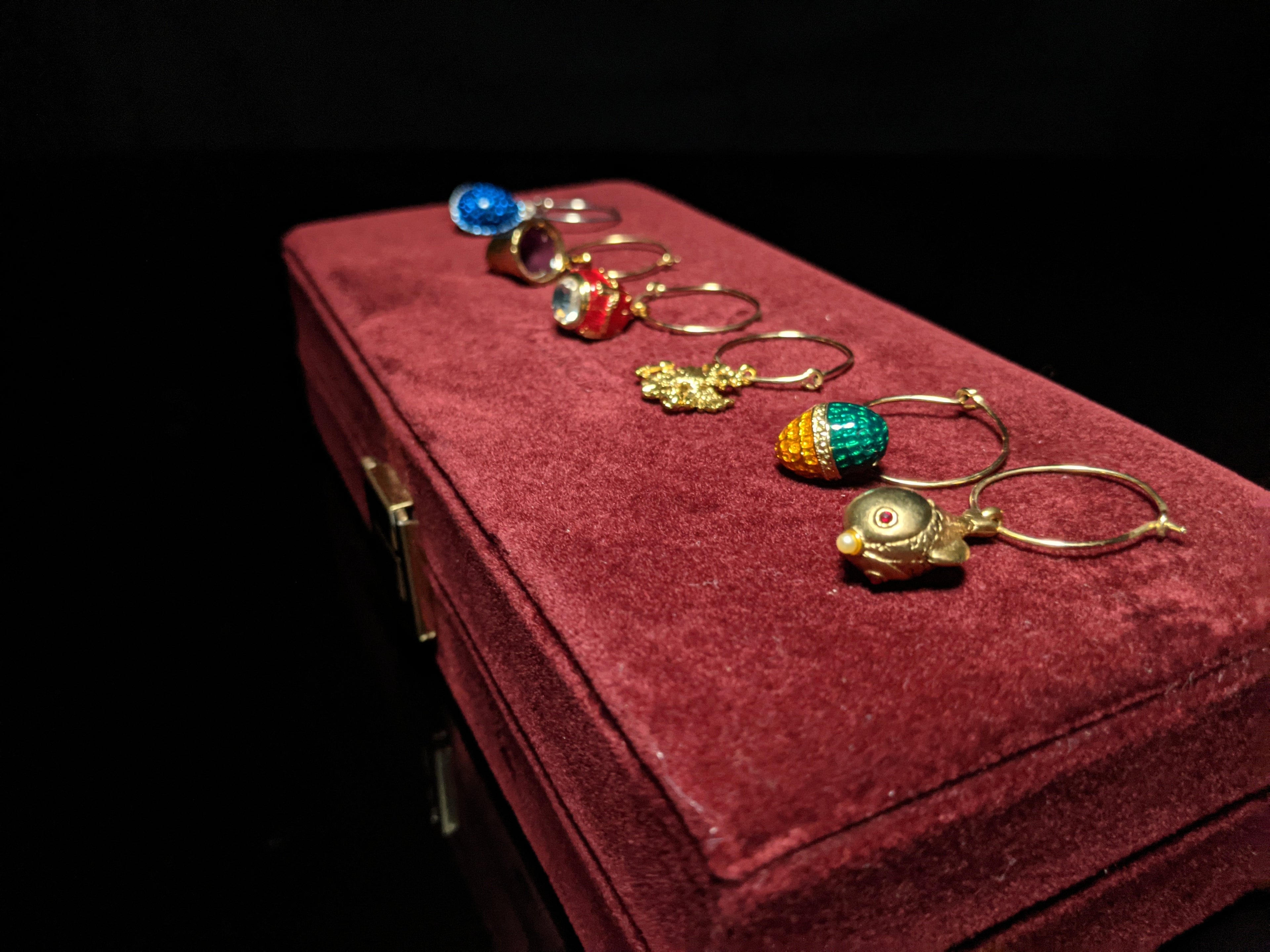 Fabergé Crystal Glass Charms — Set of 6 in Original Velvet Box