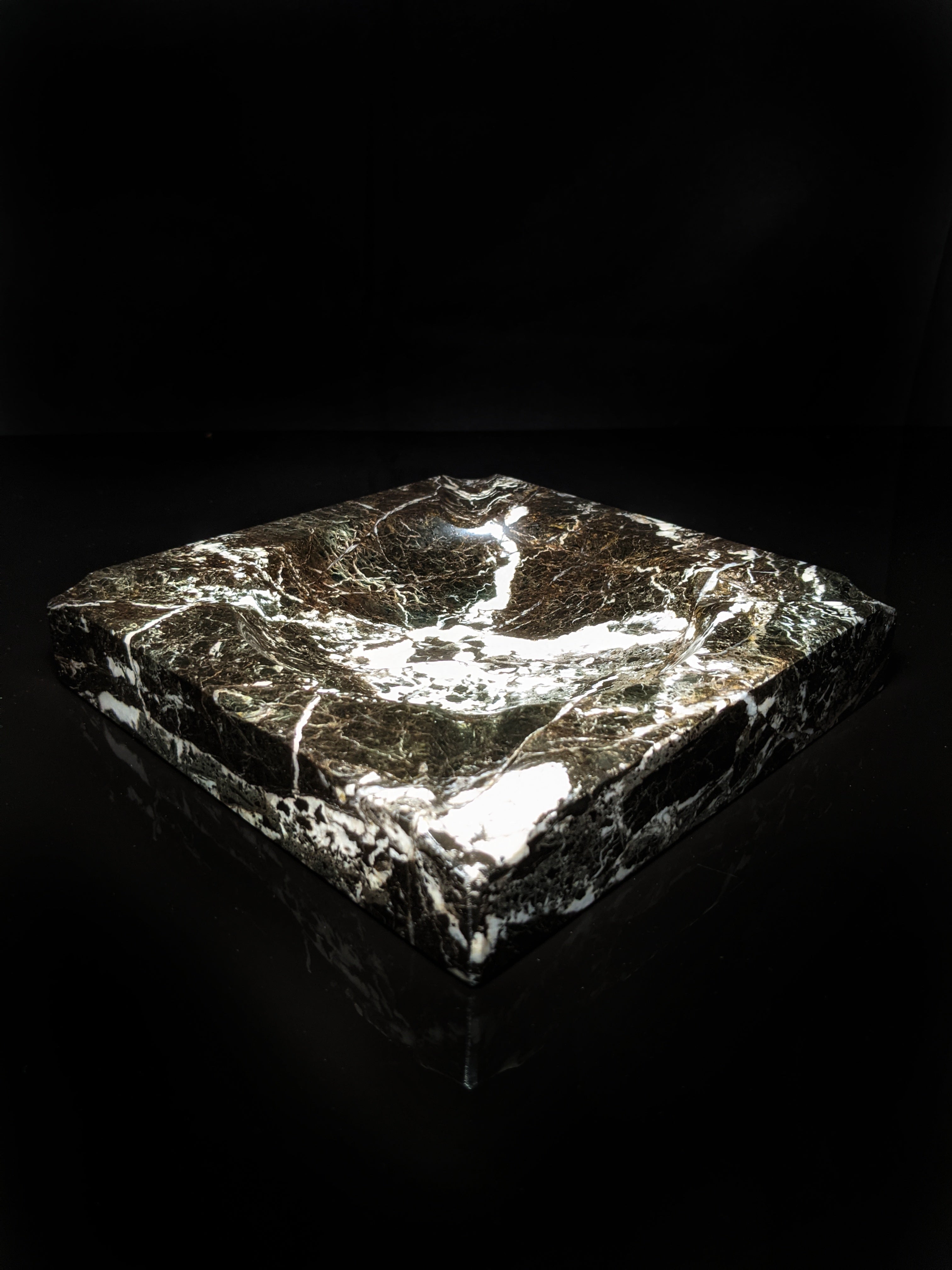Black Marble Square Cigar Ashtray 7" square NIB