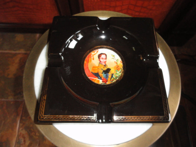 Bolivar Black Large Ceramic Ashtray