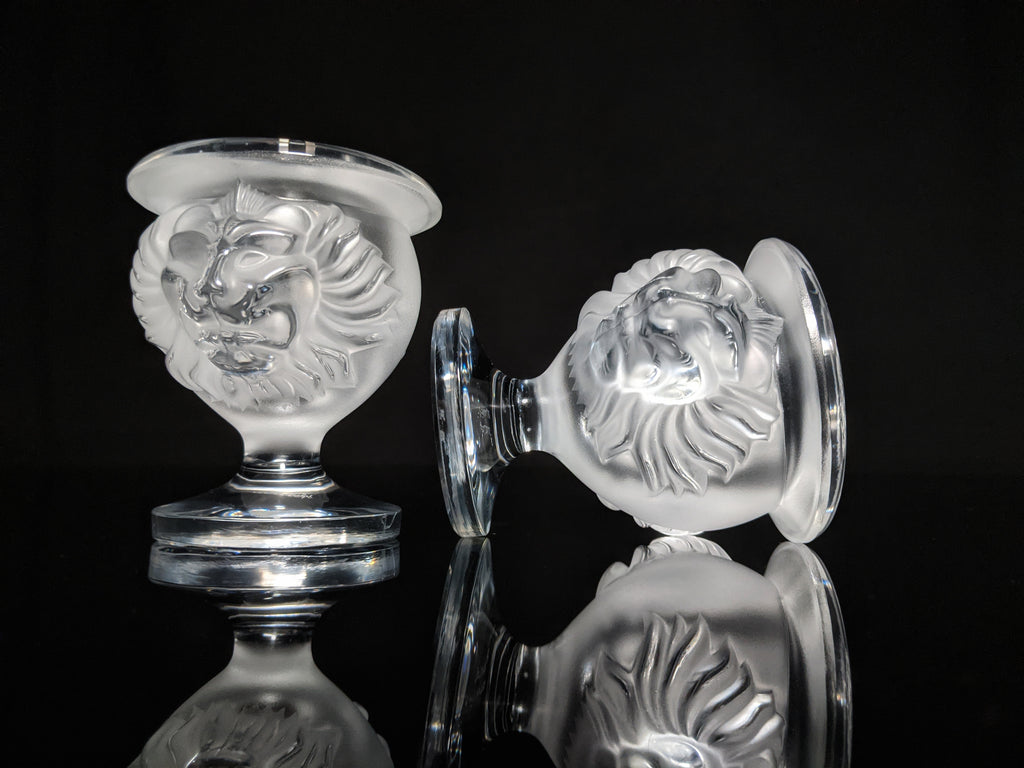 Lalique Crystal Tête de Lion Table Lighter