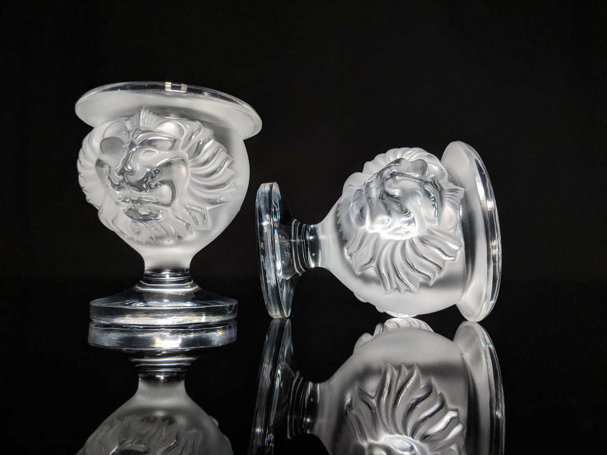 Lalique Crystal Tête de Lion Table Lighter
