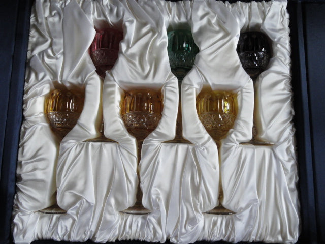 FABERGE XENIA IMPERIAL CASED CUT TO CLEAR CRYSTAL GOBLETS  SIGNED