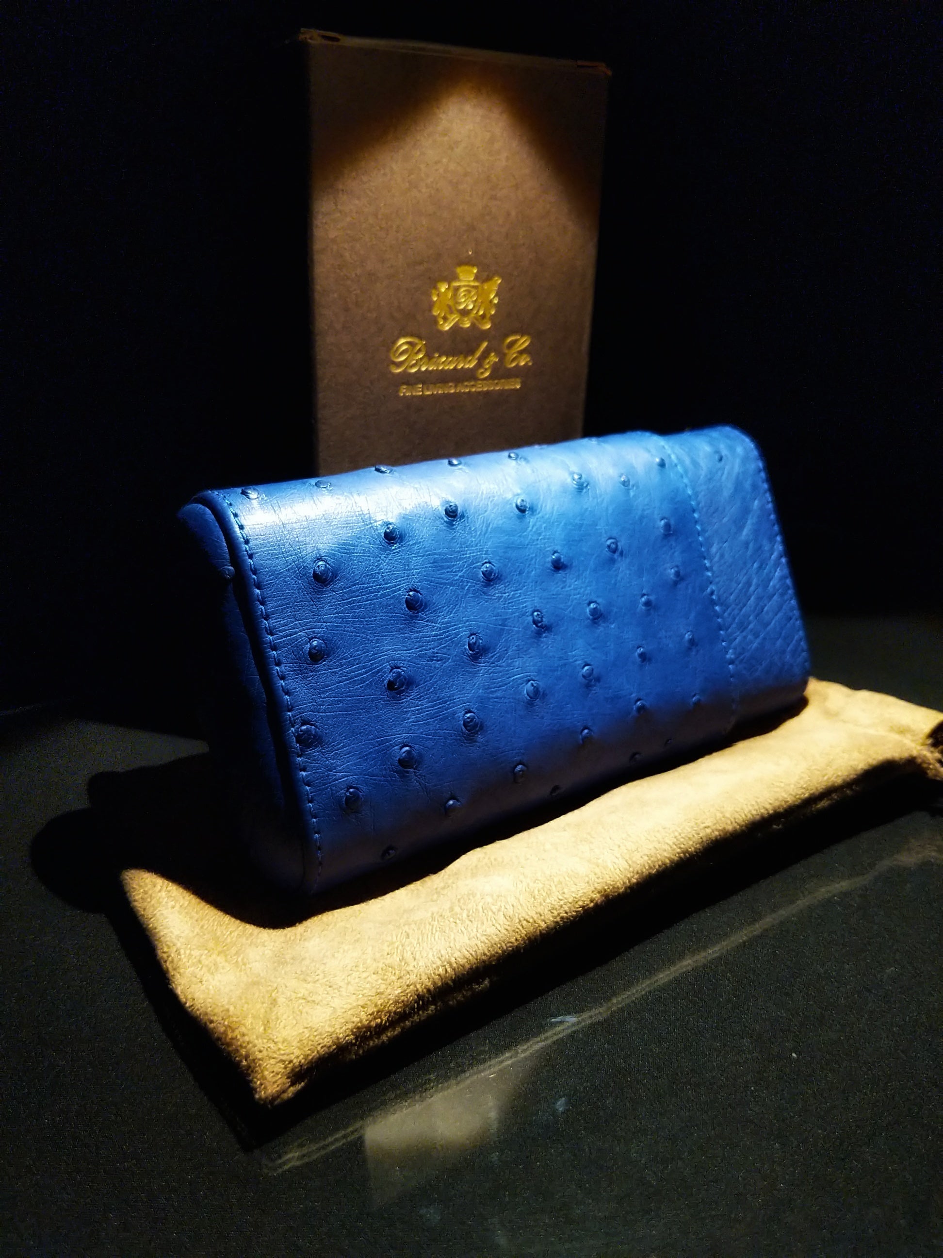 Brizard and Co Blue Ostrich Cigar Case