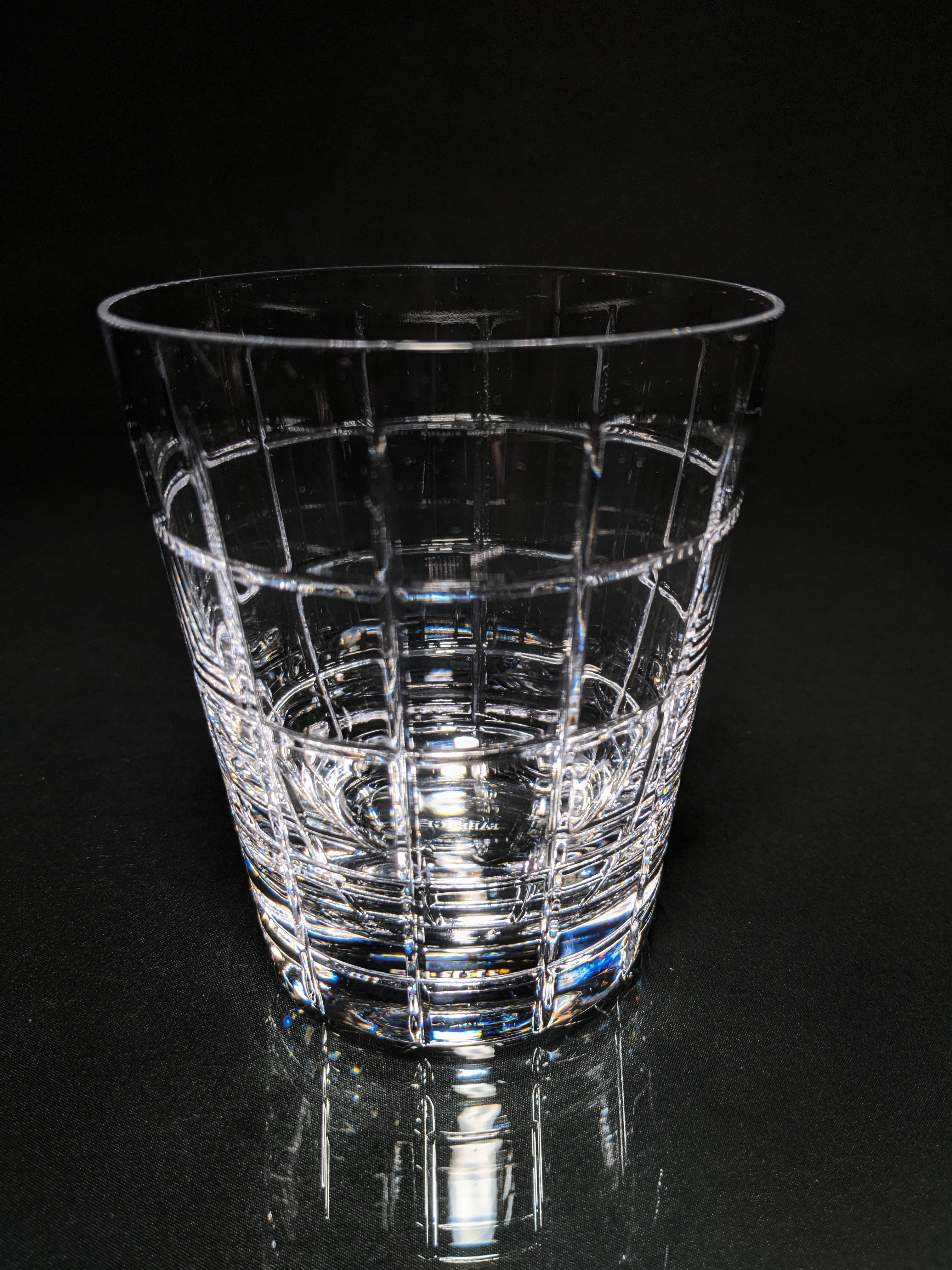 Faberge Metropolitan Decanter and Four Clear Whiskey Glasses