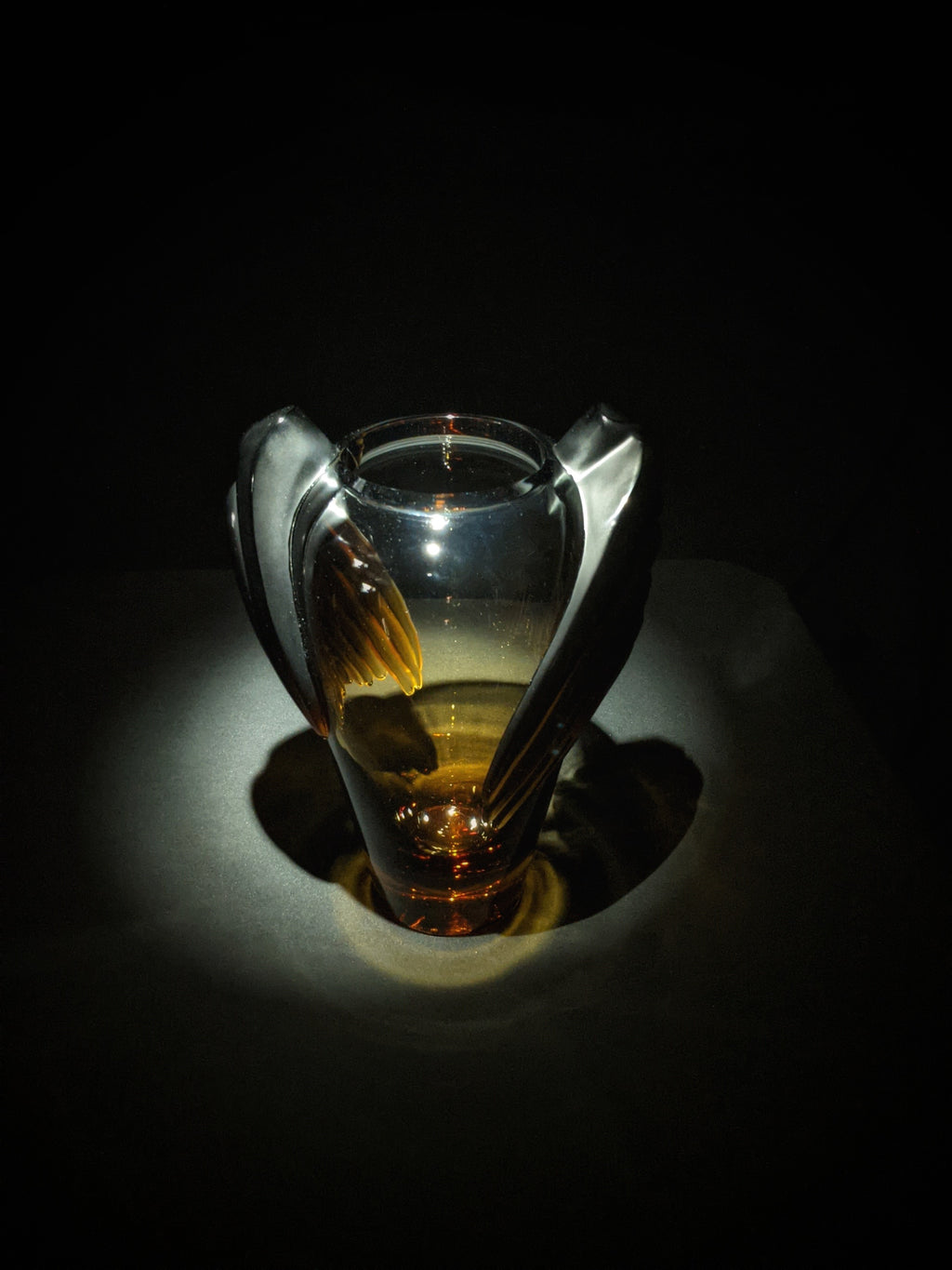 LALIQUE "Marrakech" Vintage Sculptural Art Glass Vase by Marie-Claude Lalique
