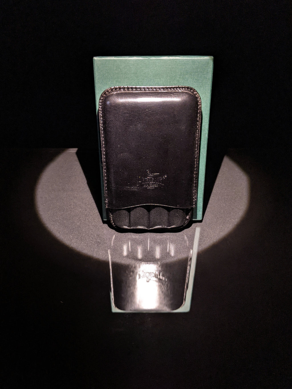 Pheasant Black Cabra Leather Cigar Holder Case