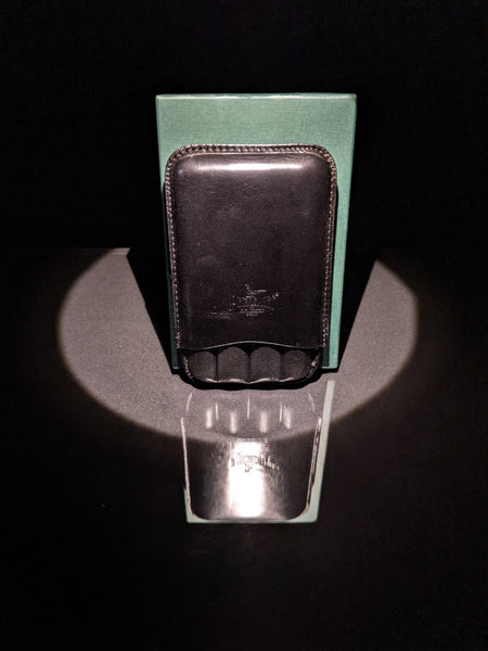 Pheasant Black Cabra Leather Cigar Holder Case