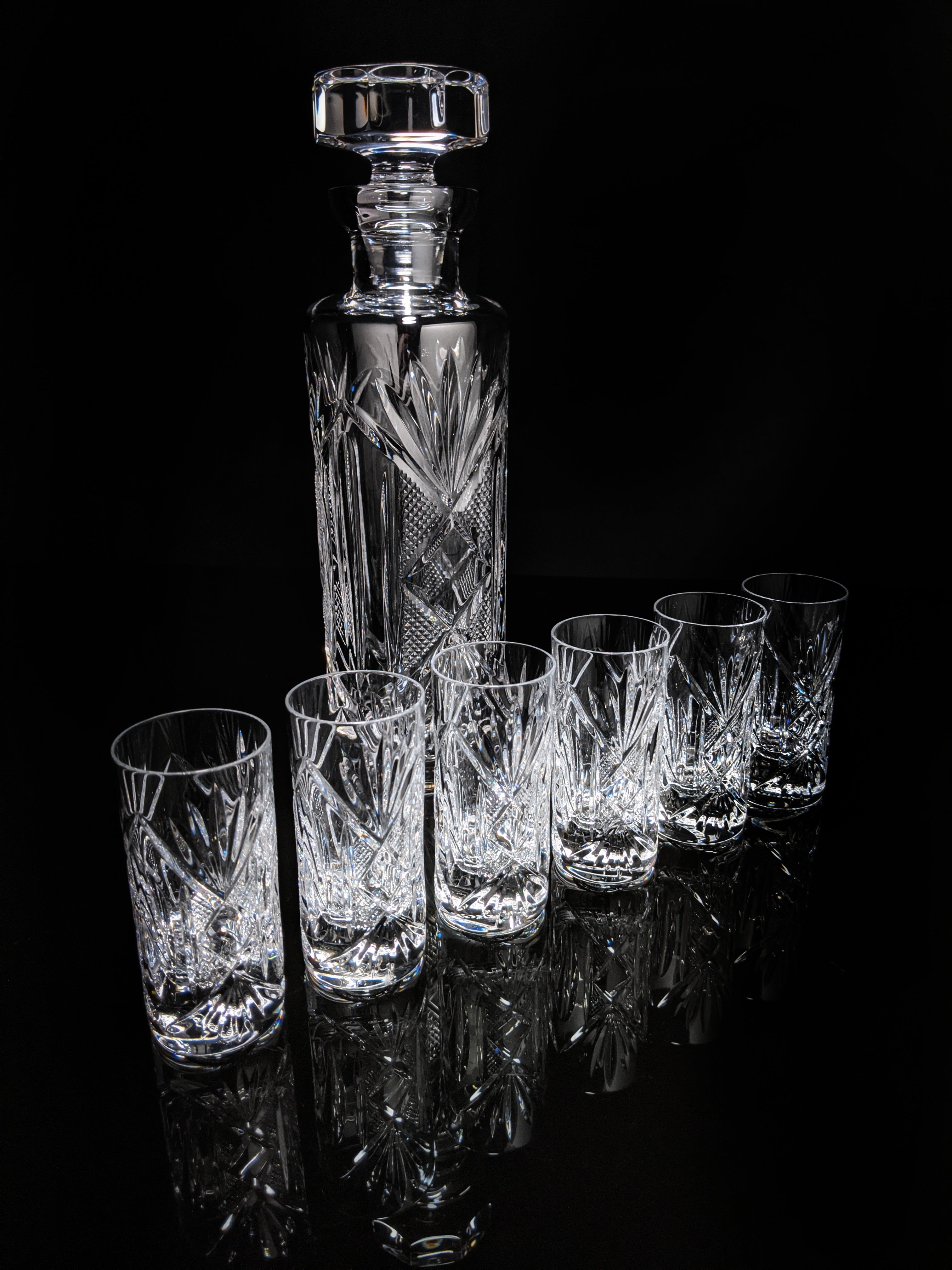 Fabergé Monte Carlo Crystal Vodka Decanter with 6 Shot Glasses