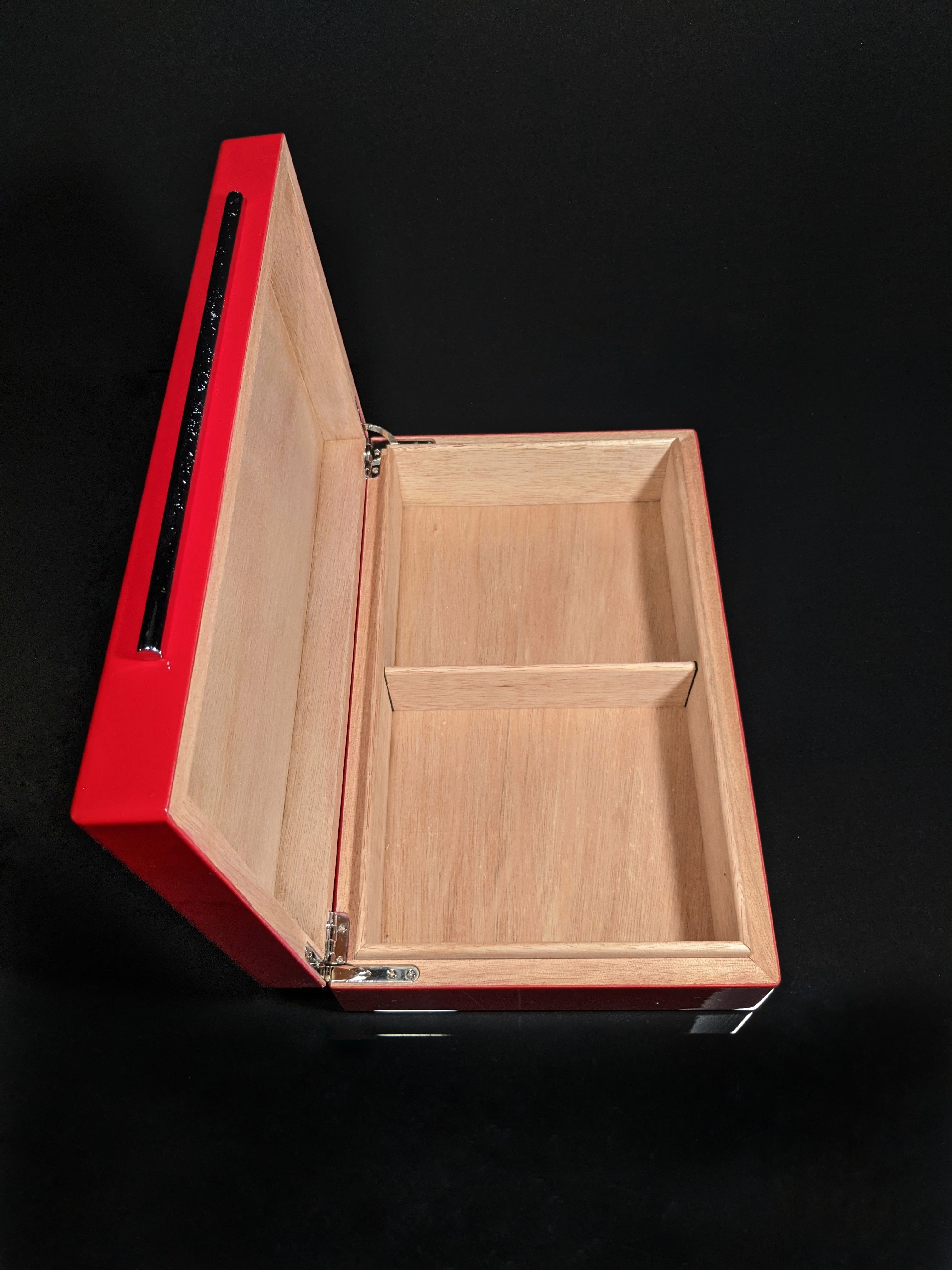 Red Lacquer Finish Wood Humidor Showroom Model