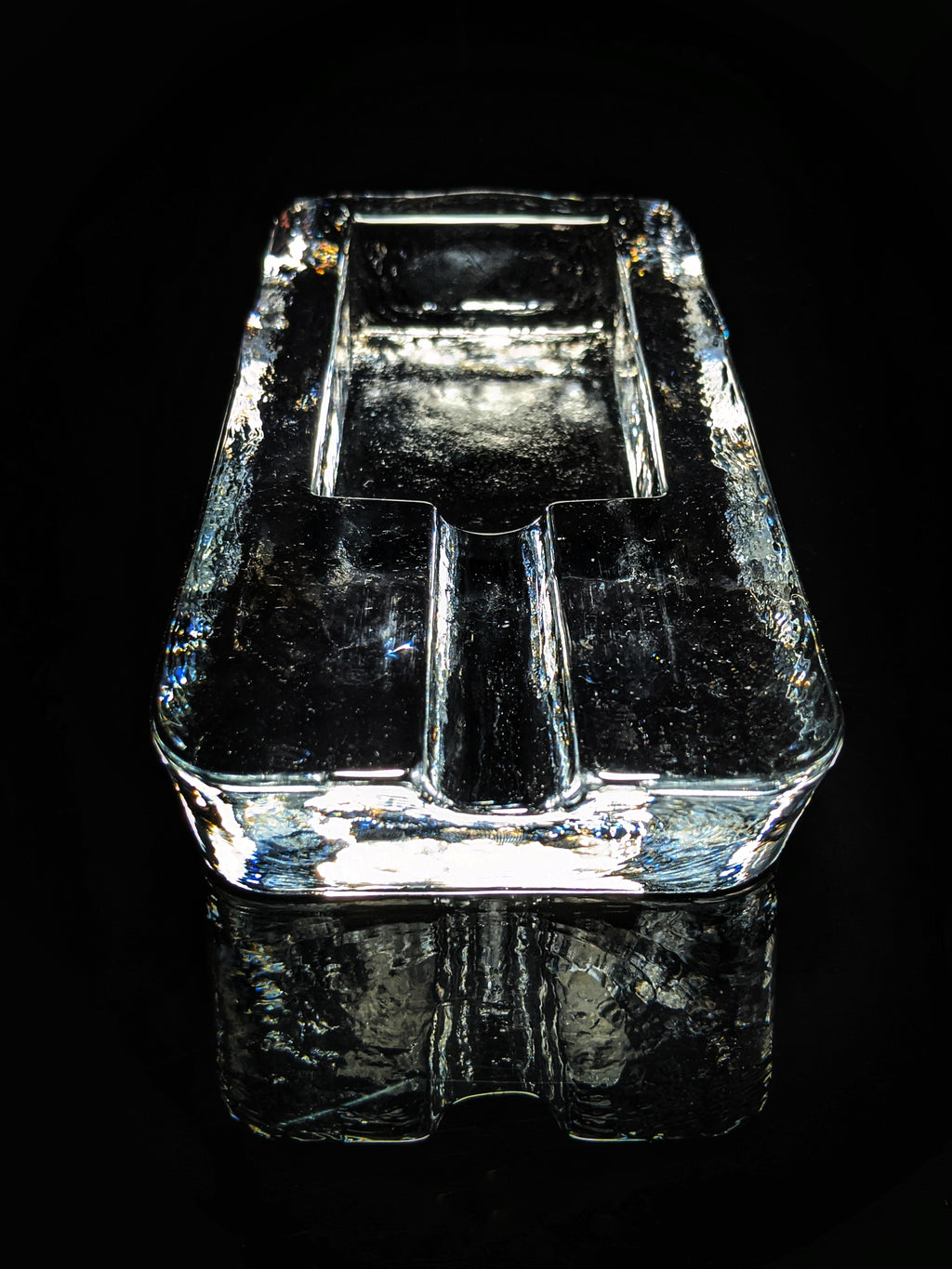 Heavy Clear Glass Cigar Ashtray Measures 7.5" L x 3.5" W x 1.5" H