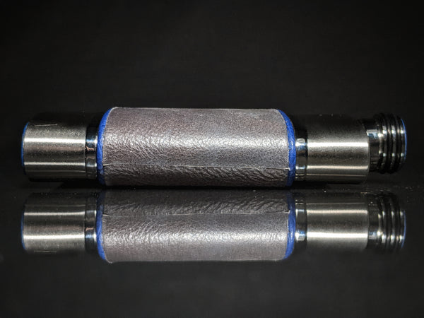Brizard and Co. The 8 oz Flask -Full Grain Gray Leather and Blue Ostrich